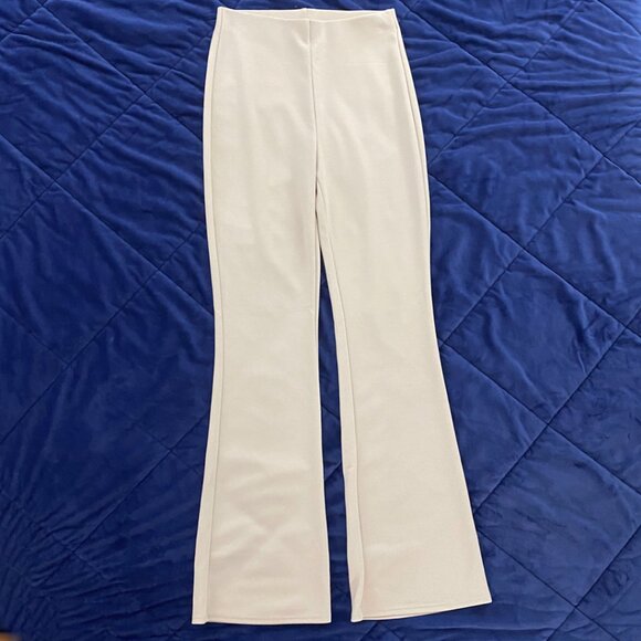 H&M Light Beige High Waisted Flared Sculpting Jersey Leggings - Picture 1 of 5